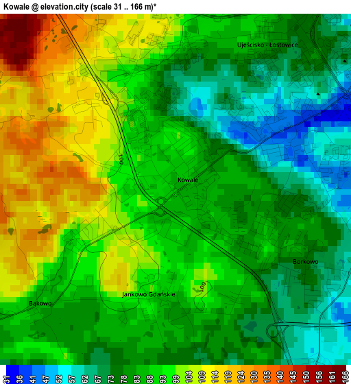 Kowale elevation map