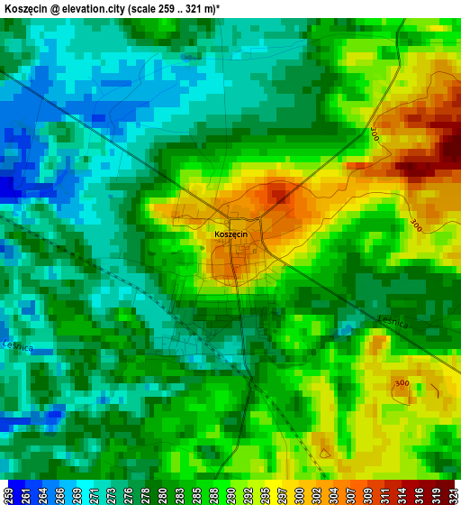 Koszęcin elevation map