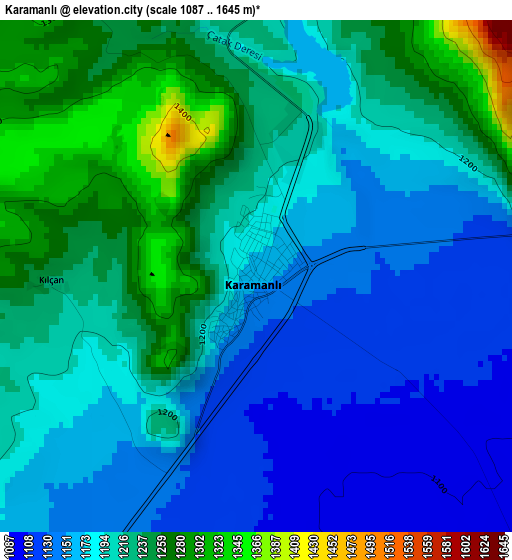 Karamanlı elevation map