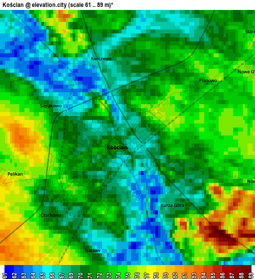 Kościan elevation map