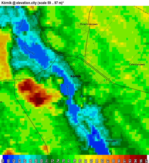 Kórnik elevation map