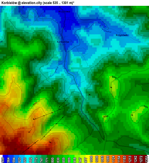 Korbielów elevation map