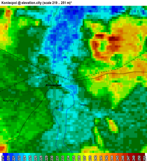 Koniecpol elevation map