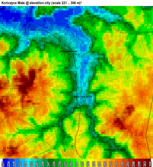 Kończyce Małe elevation map