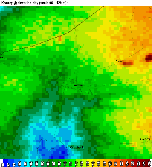 Konary elevation map