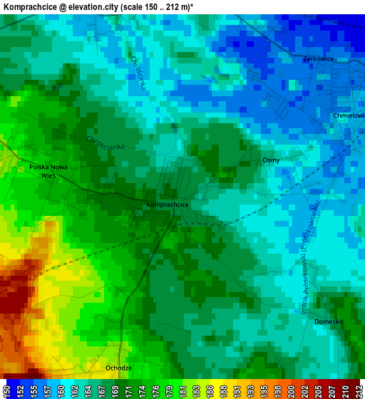 Komprachcice elevation map