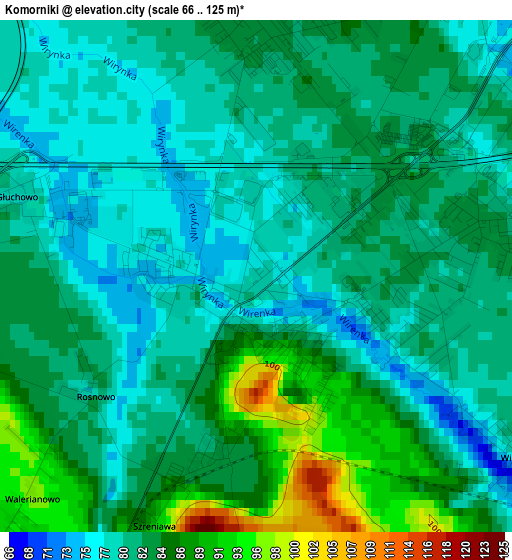 Komorniki elevation map