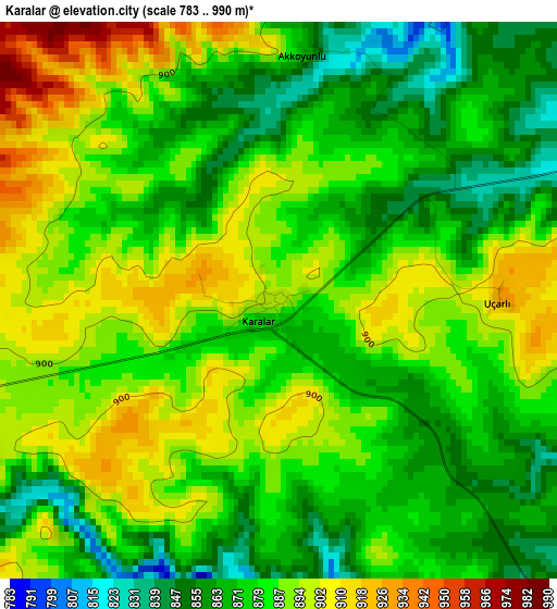 Karalar elevation map