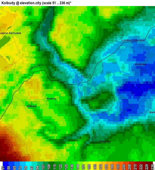 Kolbudy elevation map