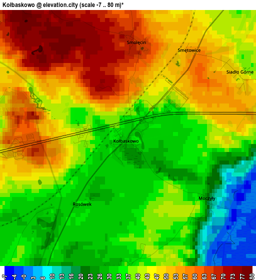 Kołbaskowo elevation map