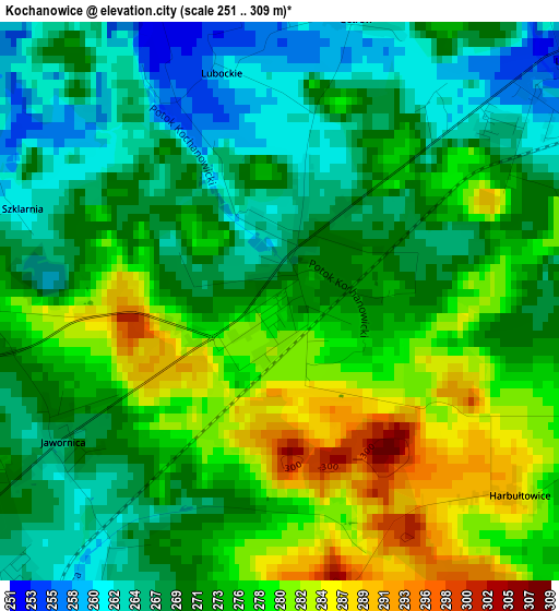 Kochanowice elevation map