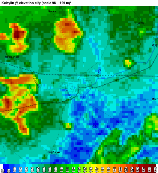 Kobylin elevation map