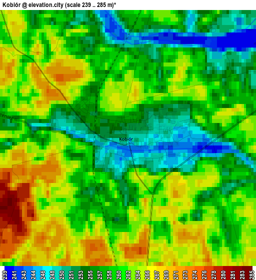 Kobiór elevation map