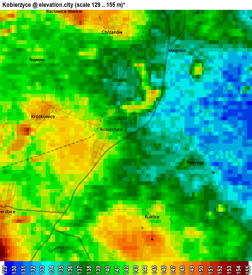 Kobierzyce elevation map