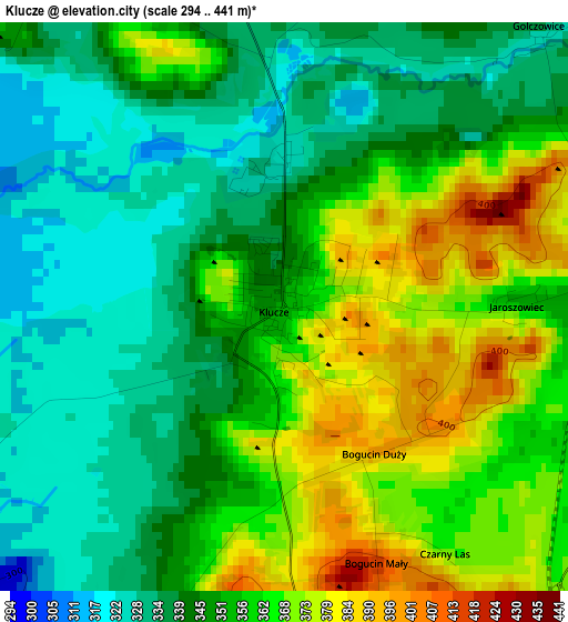 Klucze elevation map