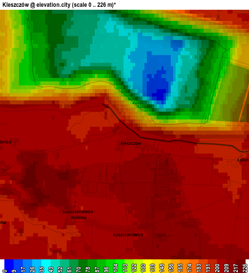 Kleszczów elevation map