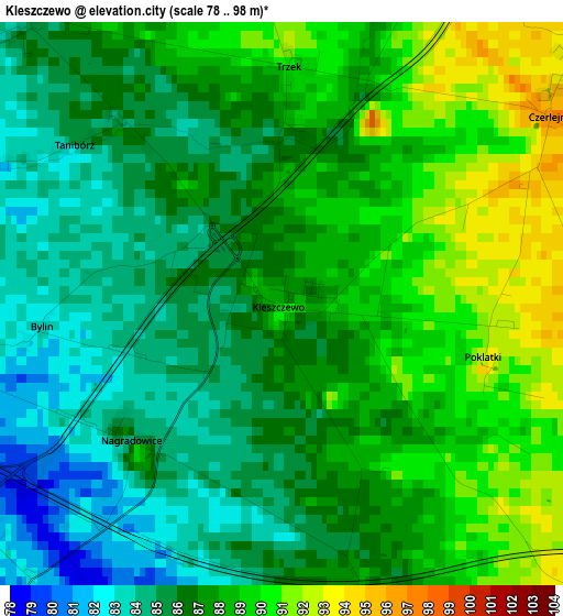 Kleszczewo elevation map