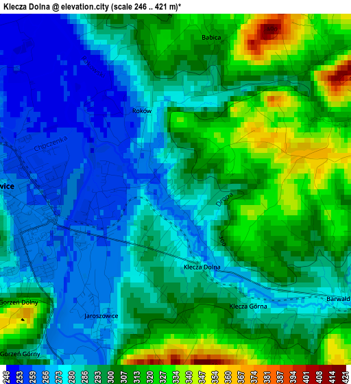 Klecza Dolna elevation map