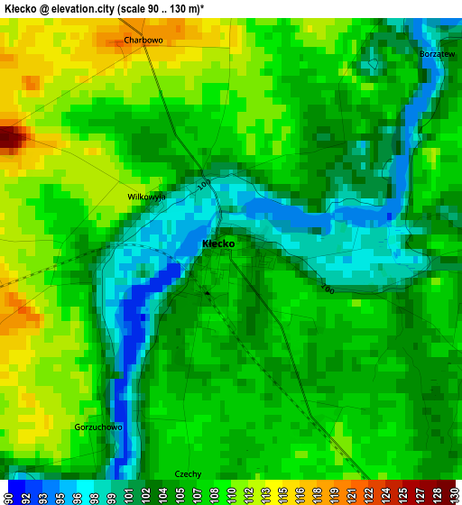 Kłecko elevation map