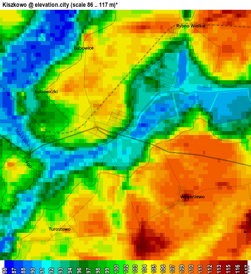 Kiszkowo elevation map