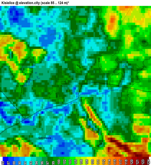 Kisielice elevation map