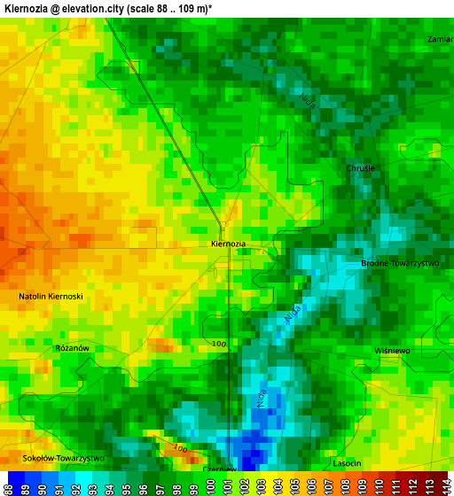 Kiernozia elevation map