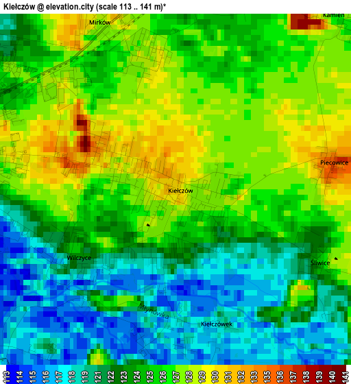 Kiełczów elevation map