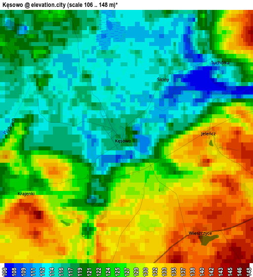 Kęsowo elevation map