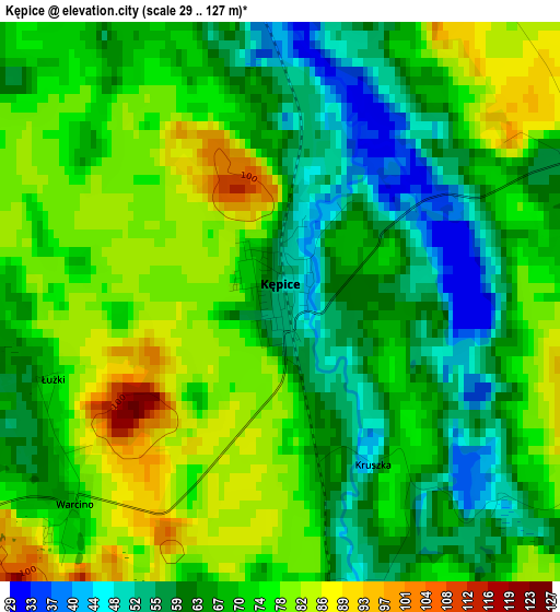 Kępice elevation map