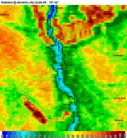 Kaźmierz elevation map