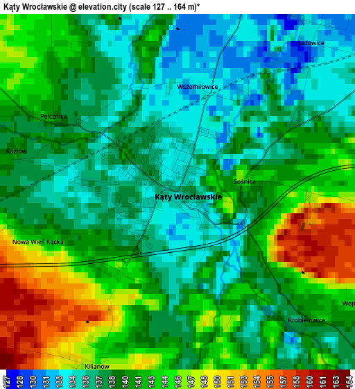Kąty Wrocławskie elevation map