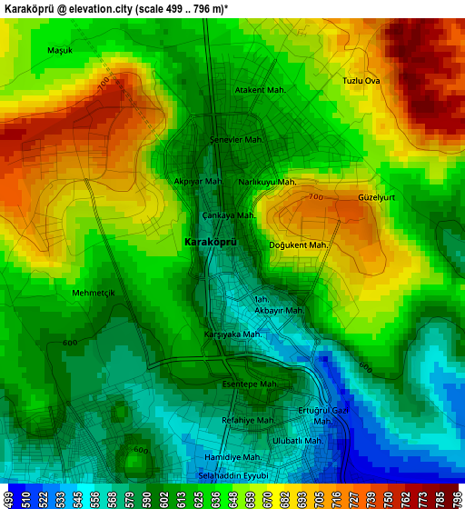 Karaköprü elevation map