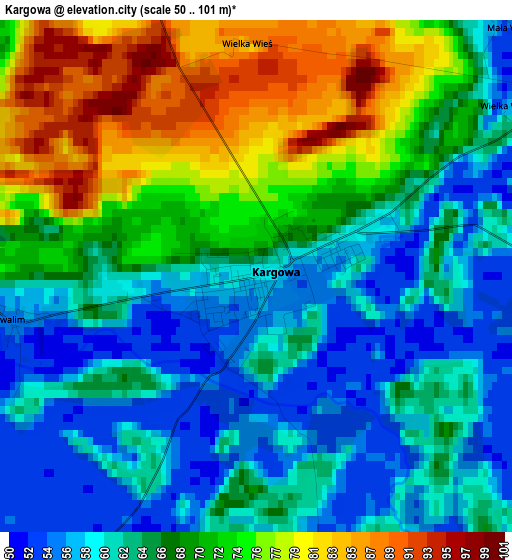 Kargowa elevation map