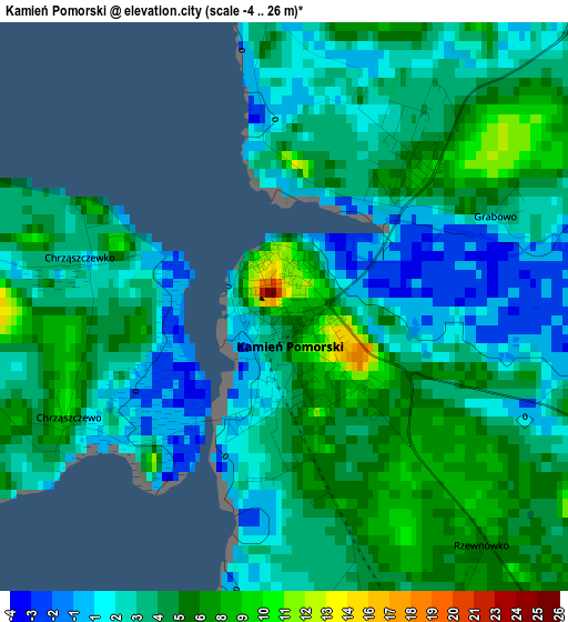 Kamień Pomorski elevation map
