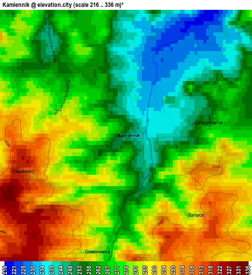 Kamiennik elevation map