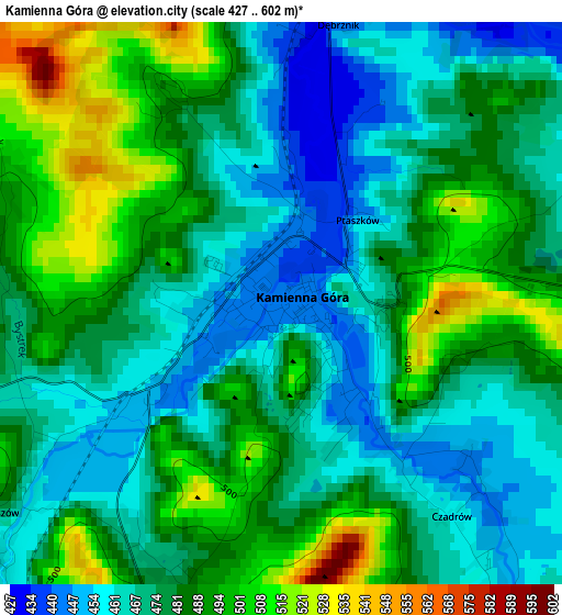 Kamienna Góra elevation map