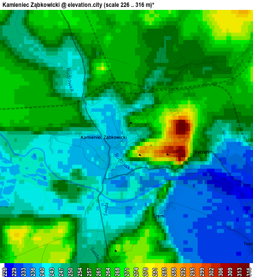 Kamieniec Ząbkowicki elevation map