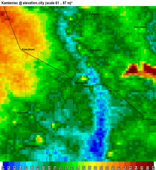 Kamieniec elevation map