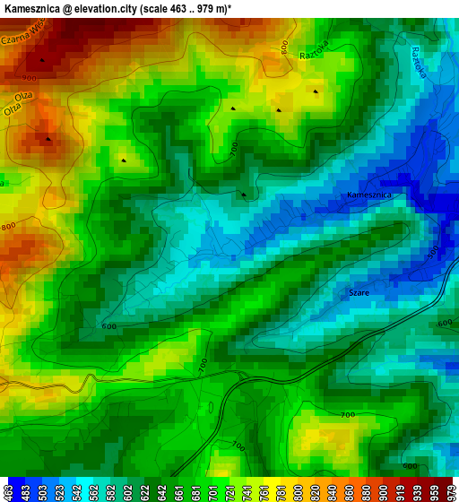 Kamesznica elevation map