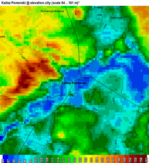 Kalisz Pomorski elevation map