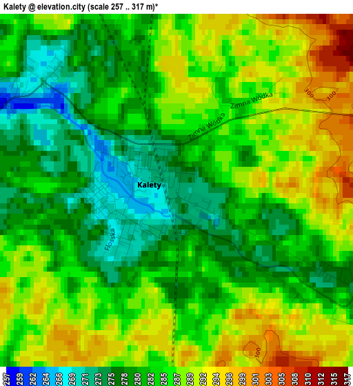 Kalety elevation map