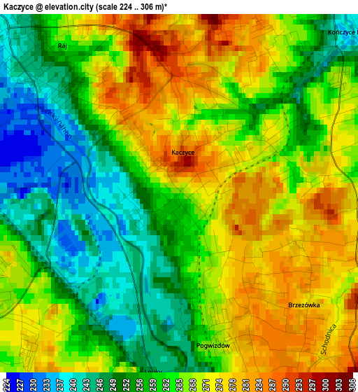 Kaczyce elevation map