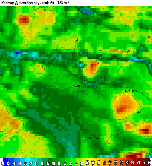 Kaczory elevation map