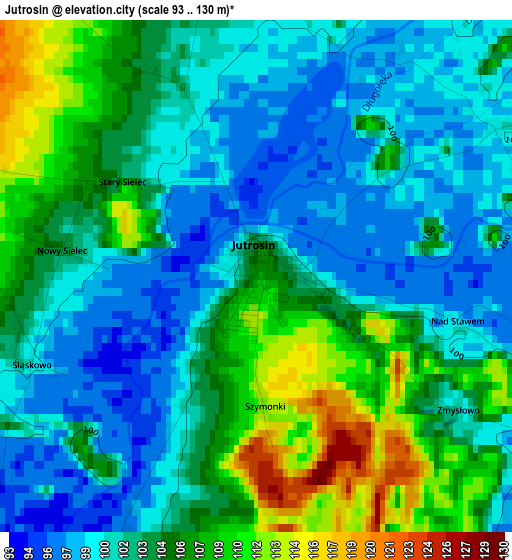 Jutrosin elevation map