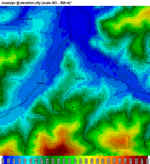 Juszczyn elevation map