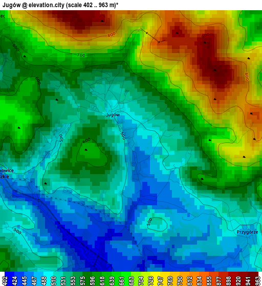 Jugów elevation map