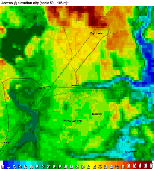 Jeżewo elevation map