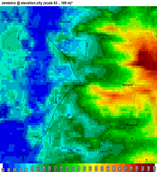 Jemielno elevation map