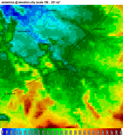 Jemielnica elevation map