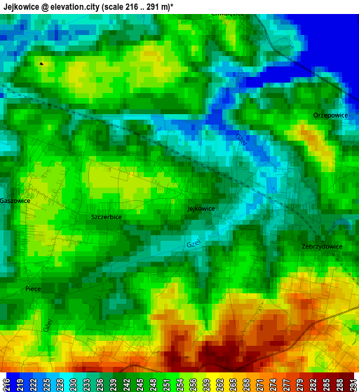 Jejkowice elevation map